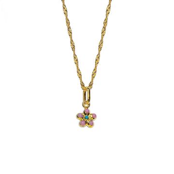 Chainette et Pendentif Fleur Or 375, 38 cm - Bijou Enfant