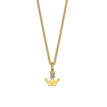 Chaîne et pendentif couronne or 375 pour enfant - 38 cm