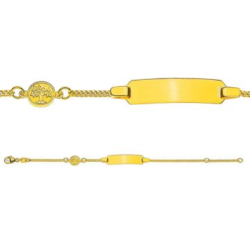 Gourmette or jaune 750 enfant arbre de vie