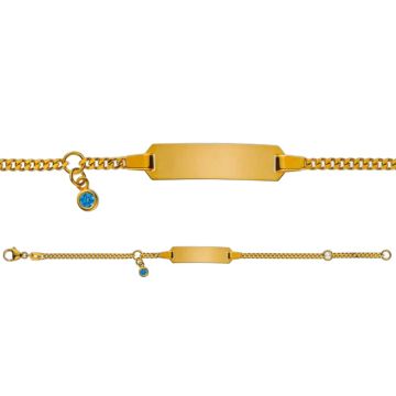 Gourmette or jaune 375 zirconia bleu - Bracelet enfant