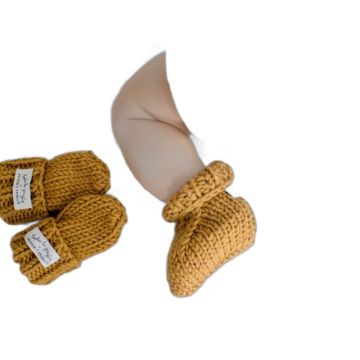 Chaussons & gants bébé laine mérinos tan Sophie la Girafe