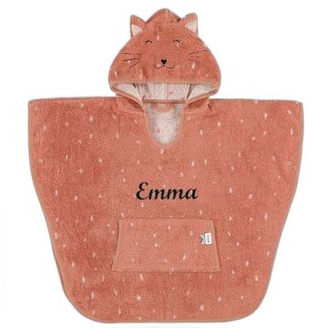 Poncho de bain personnalisé Trixie rose chat