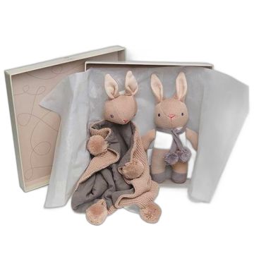 Set naissance lapin doudou personnalisable taupe | ThreadBear
