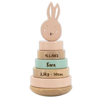 Tour à Empiler Trixie Lapin Rose | Cadeau Personnalisé