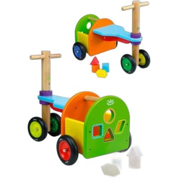 Porteur trottinette Vilac avec coffre et formes à encastrer